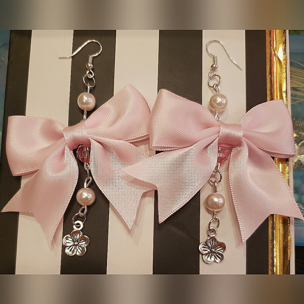 Handmade Cute Bows & Flowers Dangle Earrings